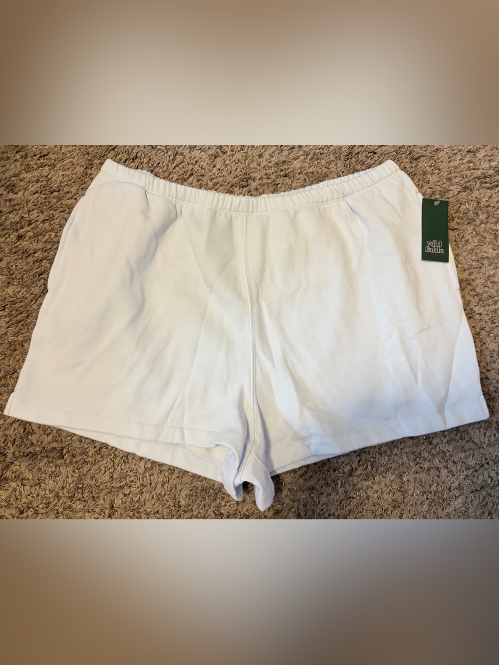 Women’s Light Blue Elastic-Waist Shorts
